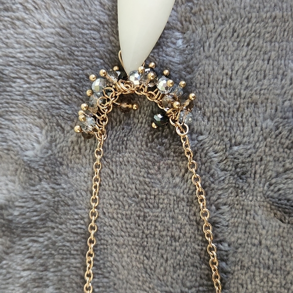 Necklace with Black, Rose and Clear Crystals with Cream Teardrop + Extension - Picture 6 of 6